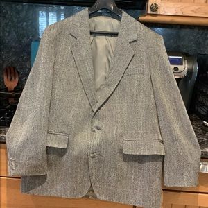 MENS HAGGAR SPORT COAT BLACK & WHITE TWEED TYPE